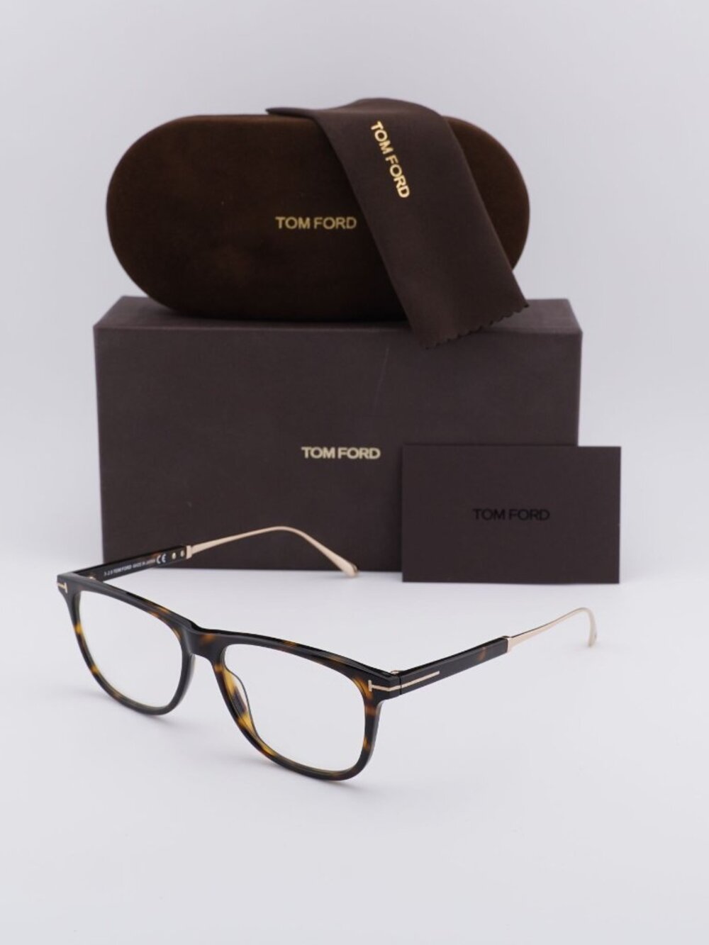 Tom Ford FT5589-B 052 Rectangle Eyeglasses 55mm - Havana / Blue Light Block